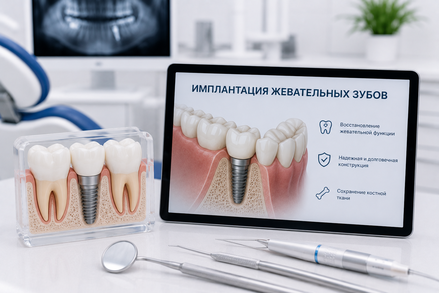 Имплантация жевательных зубов